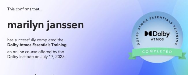 Dolby Atmos trained ;-) Dolby Atmos trained ;-)
